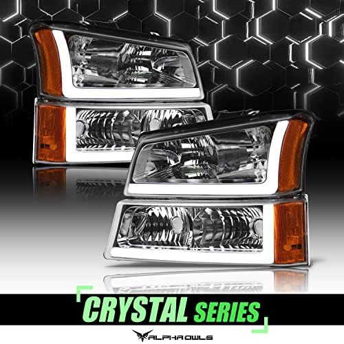 Kristalna prednja svjetla od 8712153 s signalnim svjetlima na braniku i bijelom LED trakom od 4 dijela-krom-jantar prikladni su za