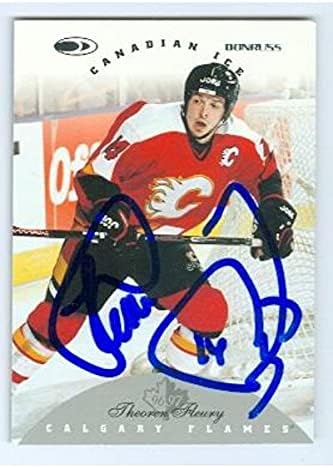 Skladište autografa 619925 Theo Fleury Hockey Card - Calgary Flames SC 1996 Donruss - No.78
