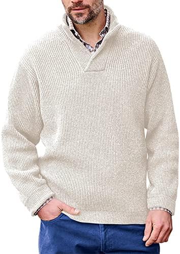 Muški jesenski zimski vintage džemper, muški ležerni džemperi s dugim rukavima kabel pleteni V-izrez Jacquard pulover džemper