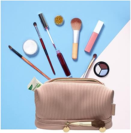 Torba za šminkanje velikog kapaciteta kozmetička torba s dvostrukim slojem ružičasta šminke organizator torbe pu kože make up torba