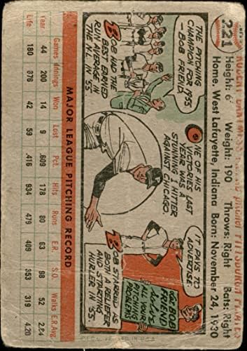 Baseball MLB 1956 Topps 221 Bob prijatelj siromašni gusari