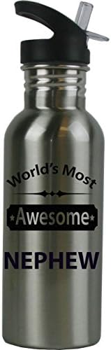 CustomGiftSnow najupečatljiviji svjetski nećak od nehrđajućeg čelika s slamkom vrha 20 unci 600 ml sportske boce vode