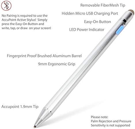 Boxwave olovka kompatibilna s alcatel 1v - AccuPoint Active Stylus, elektronički olovka s ultra finim vrhom za alcatel 1V - metalik