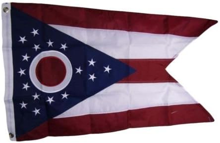 Mjesec 2x3 vezeno stanje Ohio OH 210d ušivena najlonska zastava 2x3 2 isječci - živa boja i UV otporni na blijedo - Prime Outside Garden
