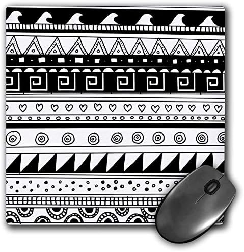 Podloga za miša od 8 do 9,5 do 0,25 inča, crno-bijeli Plemenski uzorak, Moderni apstraktni aztečki uzorci, moderni moderni oblici.