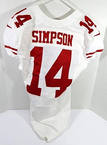 San Francisco 49ers Jerome Simpson 14 Igra rabljena bijelog Jersey 40 15 - Nepotpisana NFL igra korištena dresova