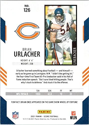2021 rezultat 126 Brian Urlacher Chicago Bears NFL nogometna trgovačka karta