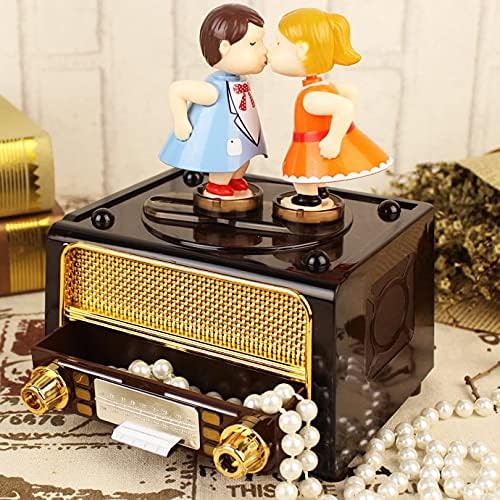 Mxiaoxia retro radio oblikovana predenja glazbena kutija kreativna smiješna glazbena kutija glazbeni nakit za pohranu dijete rođendan