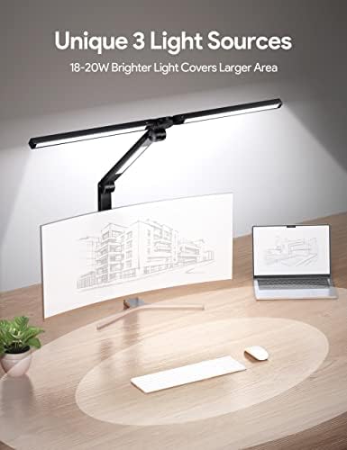 MediaCous LED stolna svjetiljka s stezaljkom, tri svjetla svjetla za kućni ured, fleksibilna ručka za ljuljanje, upravljačka kutija,