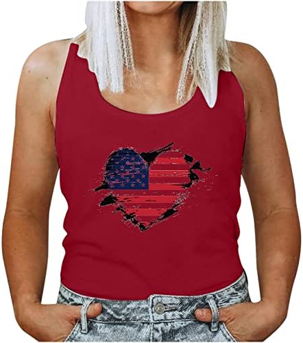 Ženske američke zastave vrhovi 4. srpnja, bez rukava/kratka rukava, majica za ispis u kratkom rukavu casual neovisnost Dan domoljubnih