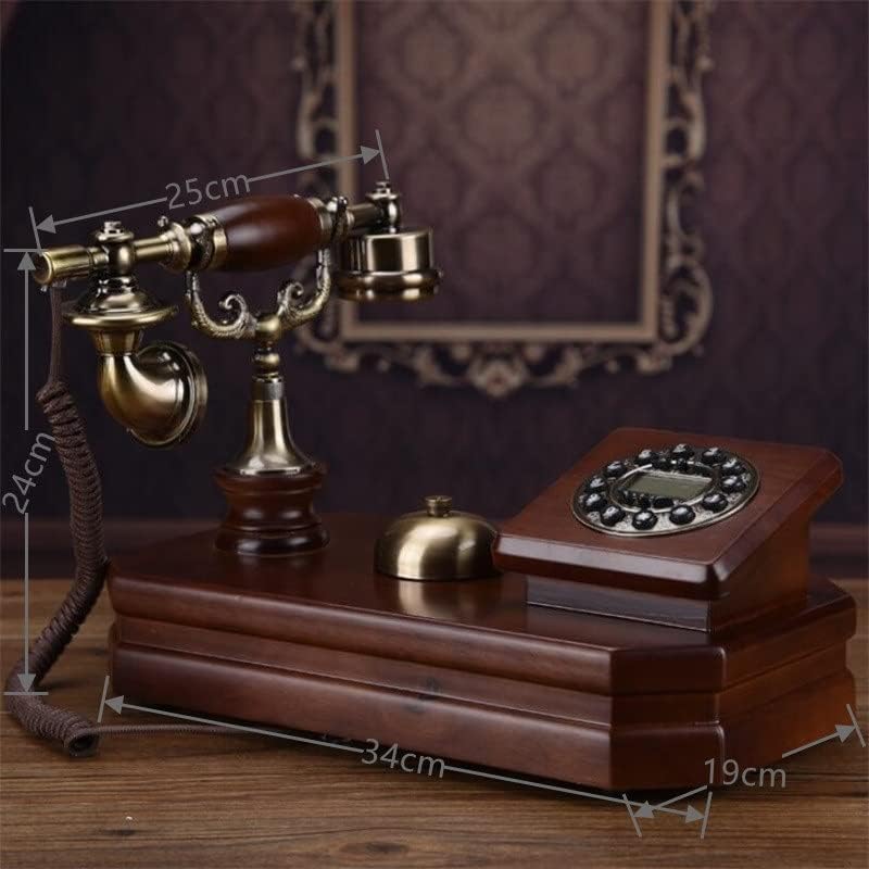 Trexd antikvite fiksni telefon staromodni mehaničko zvono pastoralno retro kućni ured od fiksira od krutog drveta telefona