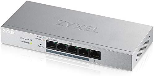 Zyxel 5-port Gigabit Ethernet Web Managed POE+ Switch | 4 x Poe+ @ 60W | VLAN podrška | Čvrsta metalna futrola | Radna površina ili