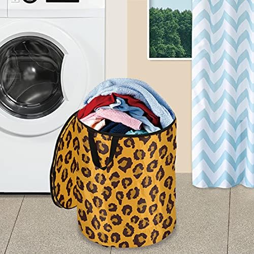 Alaza 50 l Savijuća pop-up košara za pranje rublja za pranje rublja za leopard za sobu, spavaonicu ili putovanja ili putovanja