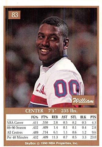 1990-91 Skybox košarka 83 William Bedford RC Rookie Card Detroit Pistons Službena NBA trgovačka karta