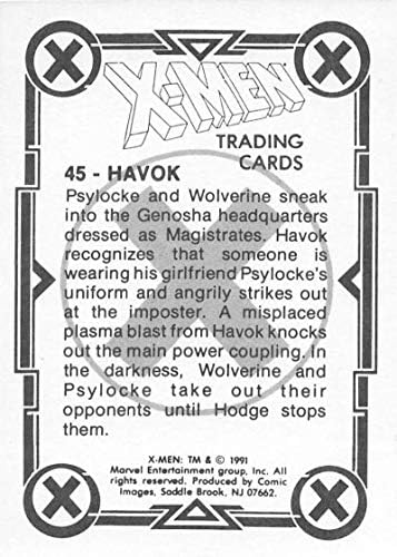 1991. Stripske slike Marvel X-Men Nonsport Standard Trgovačka kartica 45 Havok