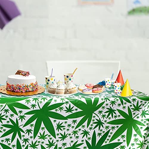 Marihuana Leaf Tablecloth, ukrasi 21. rođendanske zabave, 420 rođendan, plastični raspoloživi pravokutni poklopac stola, znak korova,