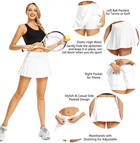 TOUMETT ženske teniske suknje lagane naklonjene atletske skortske sportske golf trče mini suknju s džepovima i kratkim hlačama ...