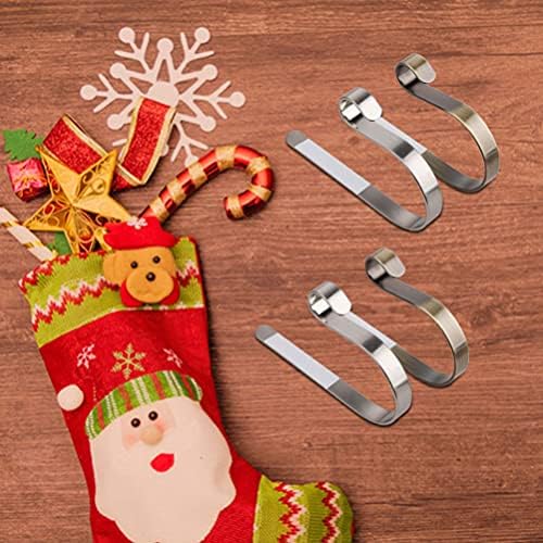 ANGOILY božićne čarape za mantel set od 4, metalne božićne čarape za kamin za kamin, čarape za čarape za viseće božićne ukrase s vijencima