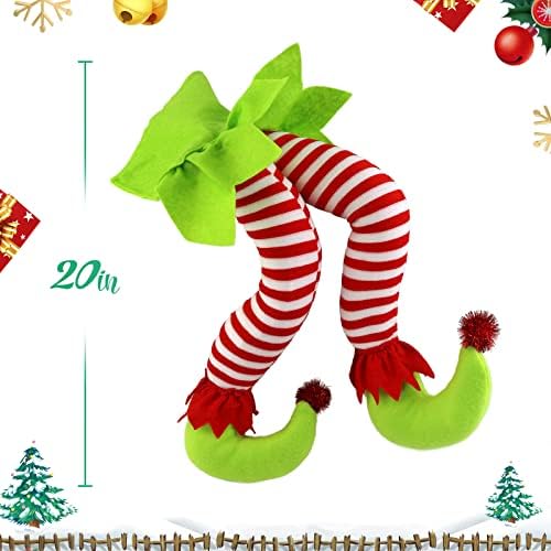 Wewill 20 '' božićne elf noge ukrasi stabla punjena noga za vilenja za božićne kućne zabave kamin ukrasi