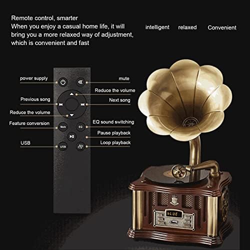 Retro Phonograph Record Player BT zvučnik, BT 4.2 HIFi stereo zvuk ugrađen u USB priključak FM Radio modula, bežični zvučnik za kućni