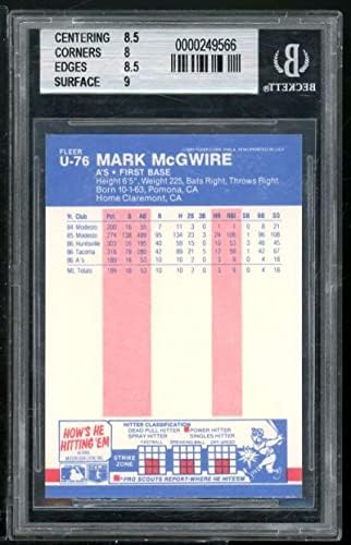 Mark McGwire Rookie Card 1987 Fleer Update BGS 8.5