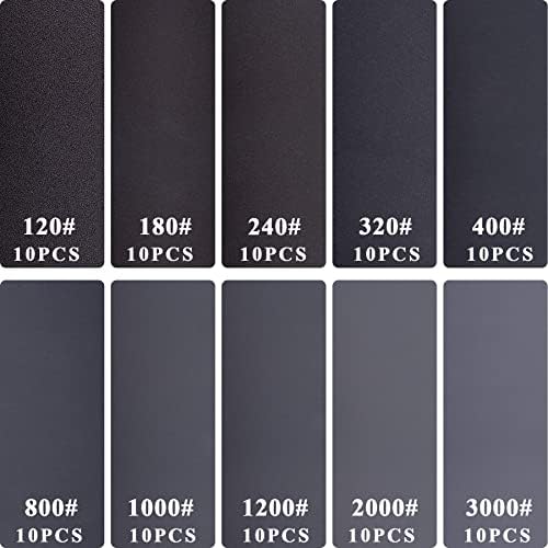 Austor Micro Sander komplet sa 50 kom brusnom papirom od 3,5 x 1 inča i rudama za brušenje petlje, razvrstano 120/180/240/320/400/800/1000/1200/2000/3000