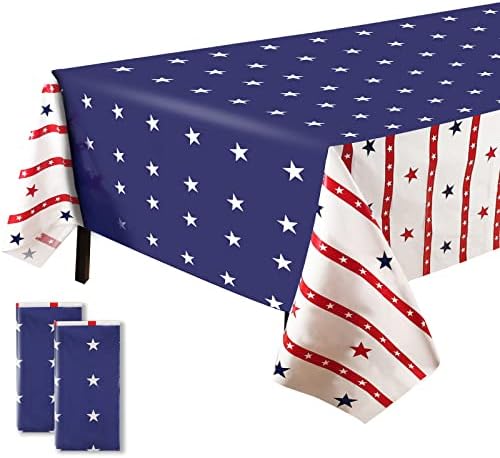 4. srpnja Tablecloth, 2 Pack 54 X 108 američka plastična naslovnica stola, Dan patriotskog Dana spomen -obilježja, stolnjaci, ukrasi