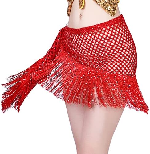 Maiyifu-GJ Ženski trbušni ples kuka šal škaklja Mesh Plesni pojas omota suknje tassel mini suknja za zabavu festivalske odjeće
